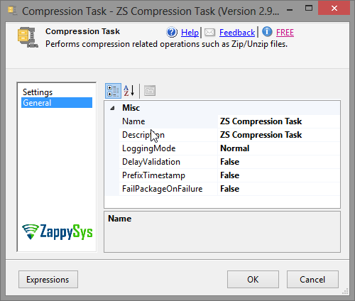 SSIS Zip File Task - Gzip, Unzip, Compress Setting UI