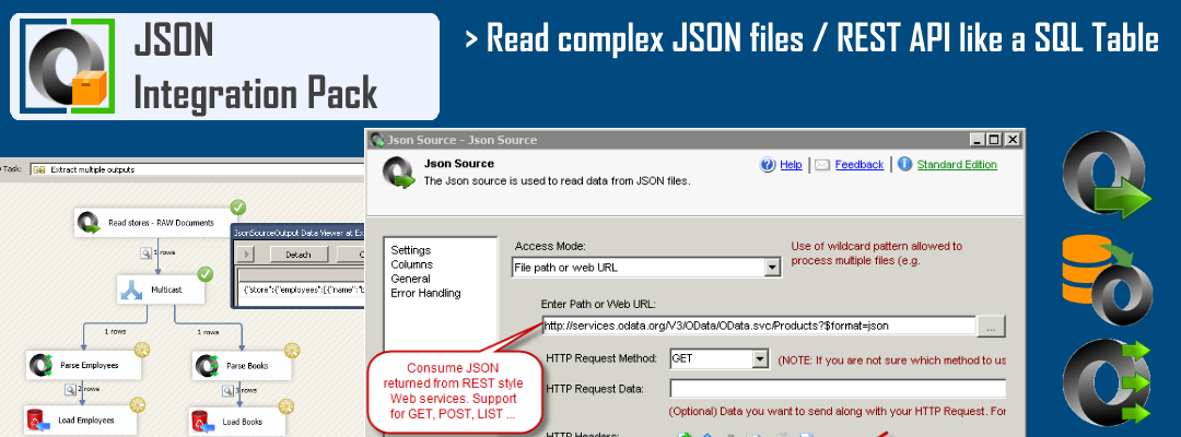 SSIS JSON Source - Read complex JSON files or REST API like a SQL Table