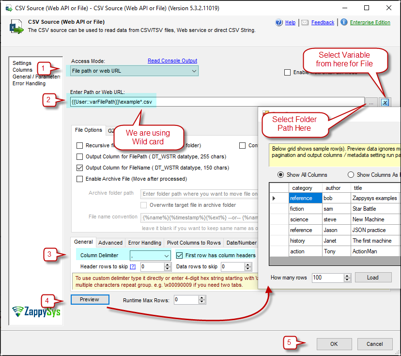 SSIS CSV File Source – Read from CSV Files Options